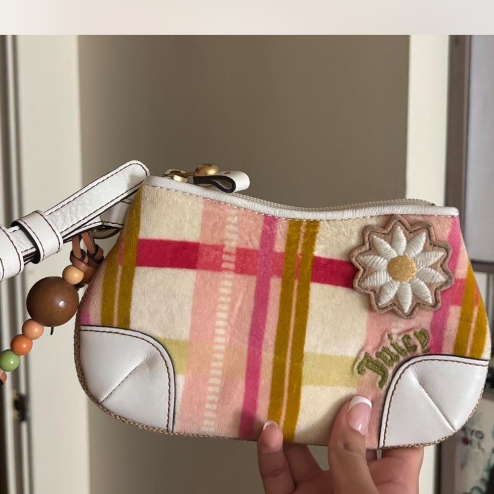 Juicy Couture Pink and Yellow Plaid Wristlet